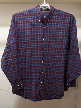 Peter Millar Plaid Button-Down Shirt in Blue and Burgundy